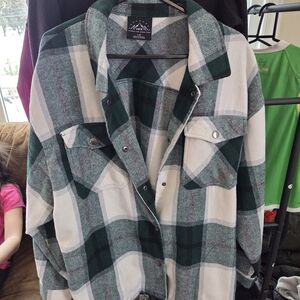 Mountain Classic Green and White Plaid Utility Jacket